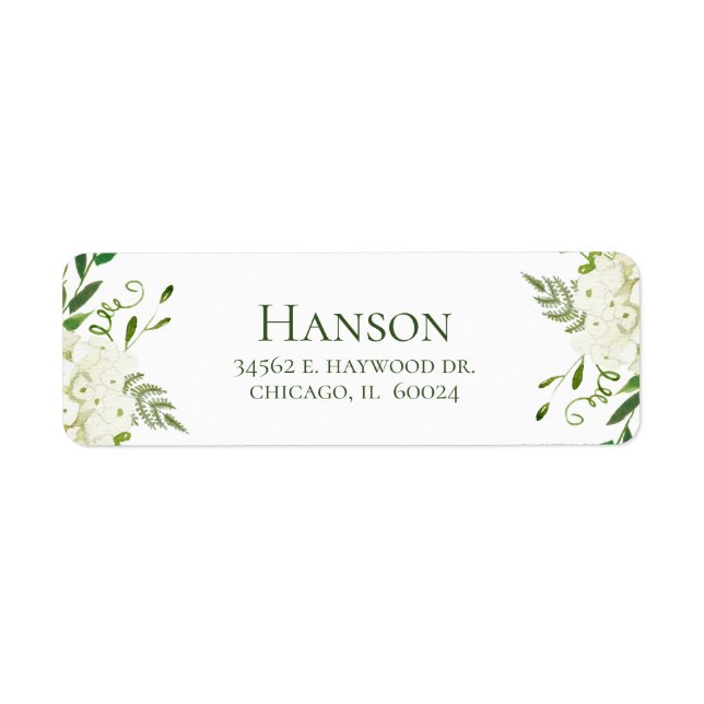 85th Birthday White Hydrangeas Return Address Label (Front)