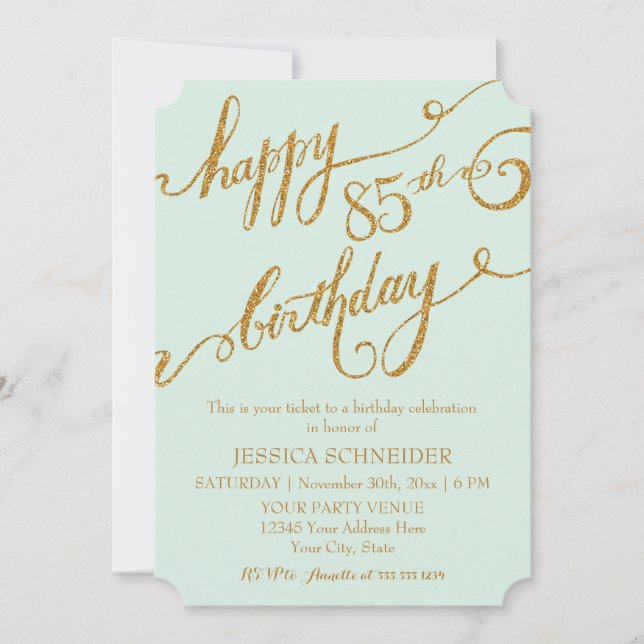 85th, Eighty Fifth Birthday Party Celebration Invitation (Front)