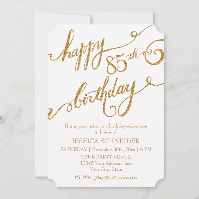 85th, Eighty Fifth Birthday Party Celebration Invitation (Front)