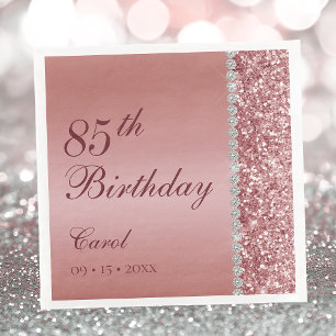 85th Elegant Rose Gold Birthday Napkin