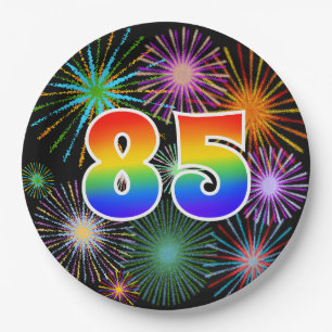85th Event - Fun, Colourful, Bold, Rainbow 85 Paper Plate