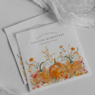 85th Happy Birthday Pumpkin Wildflower Custom Napkin