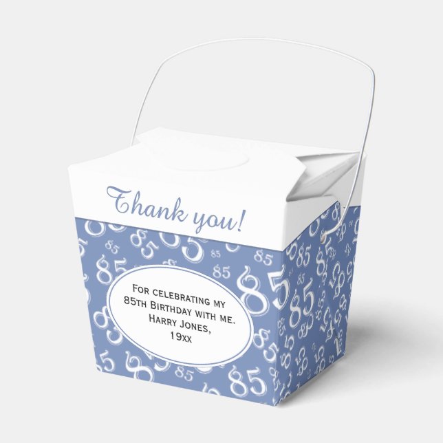 85th Party Blue/White Random Number Pattern Favour Box (Front Side)