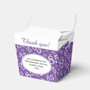 85th Party Purple/White Random Number Pattern Favour Box