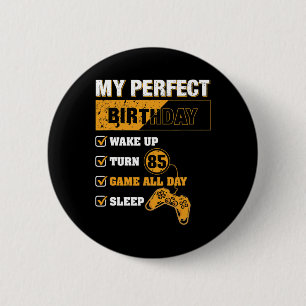 85th Perfect Birthday Gamer 85 Years Old Gaming Lo 6 Cm Round Badge