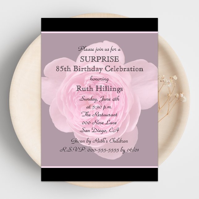 85th Surprise Birthday Party Invitation Rose (Creator Uploaded)