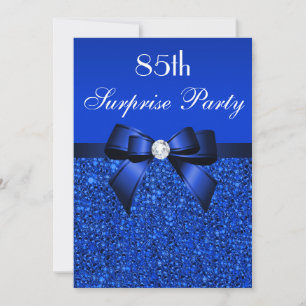 85th Surprise Party Royal Blue Sequins and Bow Invitation