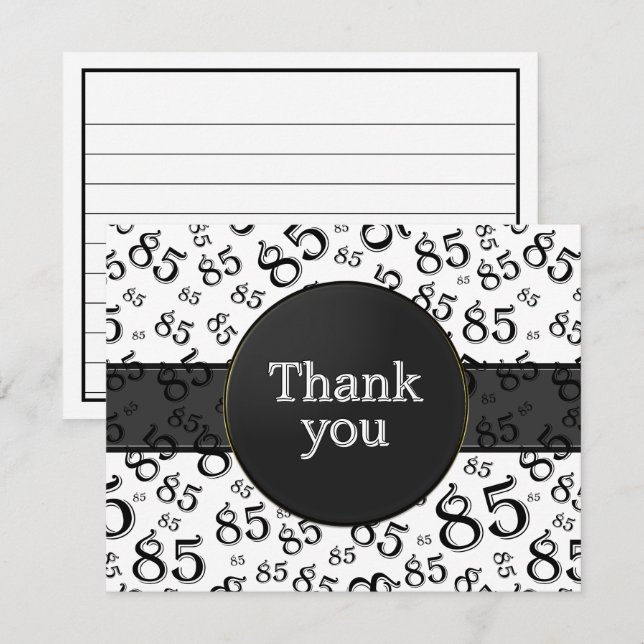 85th Thank You: Black/White Number Pattern (Front/Back)