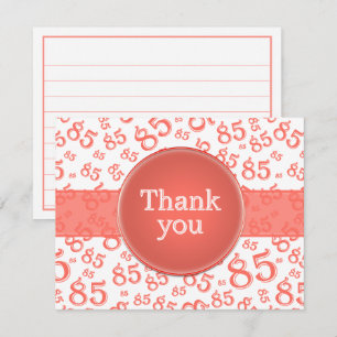 85th Thank You: Coral/White Number Pattern