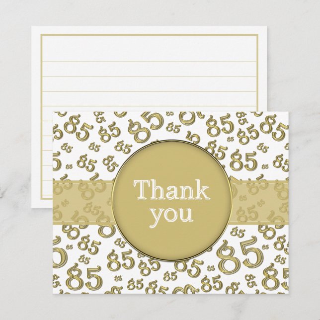 85th Thank You: Gold/White Number Pattern (Front/Back)