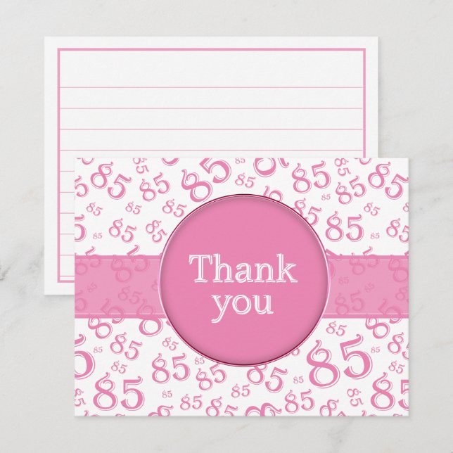85th Thank You: Pink/White Number Pattern (Front/Back)