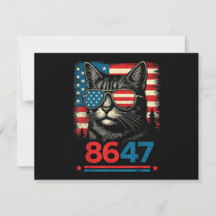 8647 86 47 Funny Cat USA Flag Sunglasses Men Women Invitation