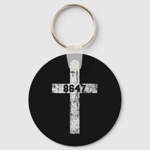 8647 Anti Trump Cross Christian Jesus 86 47 Retro  Key Ring