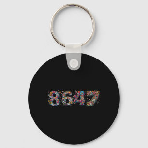 8647 Anti Trump Retro Floral Key Ring