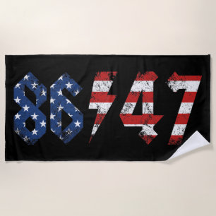 8647 Anti Trump Retro Vintage 80s Rock Style Beach Towel