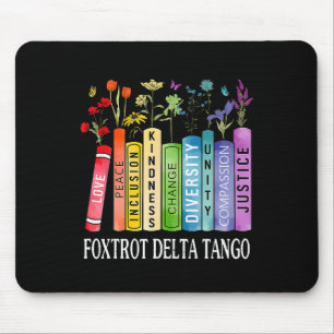 8647 Foxtrots Tangos Deltas Book Flower Resist Boo Mouse Pad