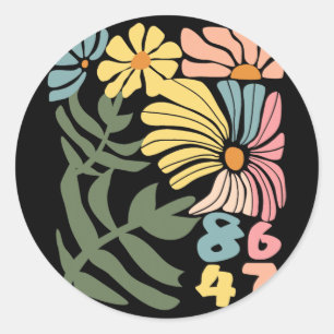 8647 Resist Subtle Floral Foxtrot Delta Tango Prot Classic Round Sticker