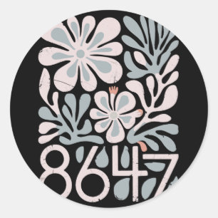 8647 Resist Subtle Floral Foxtrot Delta Tango Prot Classic Round Sticker