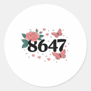 8647 Retro 86 47 Anti-trump Flower Art President  Classic Round Sticker