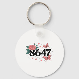 8647 Retro 86 47 Anti-trump Flower Art President Key Ring