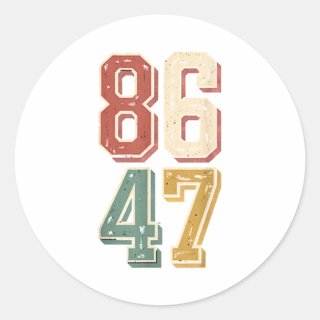 8647 retro 86 47 classic round sticker (Front)