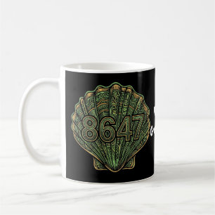 8647 Seashell Linocut Eighty-Six Forty-Seven Coffee Mug