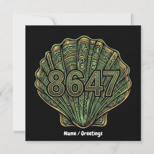 8647 Seashell Linocut Eighty-Six Forty-Seven Invitation