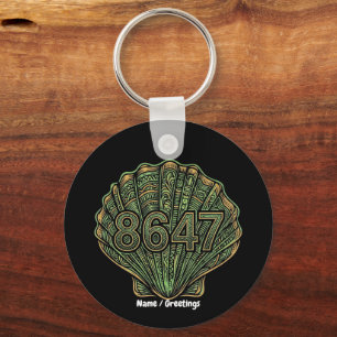 8647 Seashell Linocut Eighty-Six Forty-Seven Key Ring
