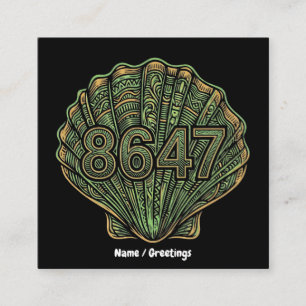8647 Seashell Linocut Eighty-Six Forty-Seven Square Business Card