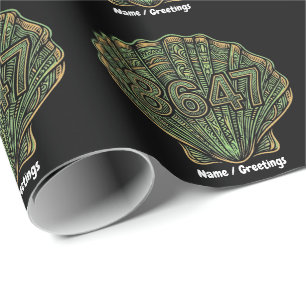 8647 Seashell Linocut Eighty-Six Forty-Seven Wrapping Paper