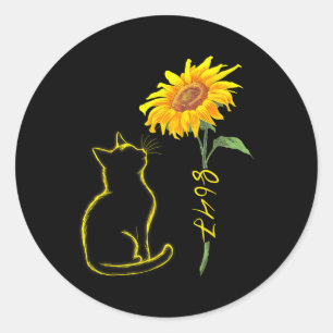 8647 Subtle Anti Trump 86 47 Cat Sunflower Floral Classic Round Sticker