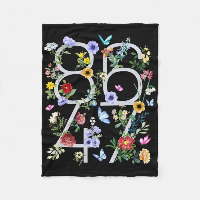 8647 Subtle Anti Trump 86 47 Floral Boho Style 1  Fleece Blanket (Front)