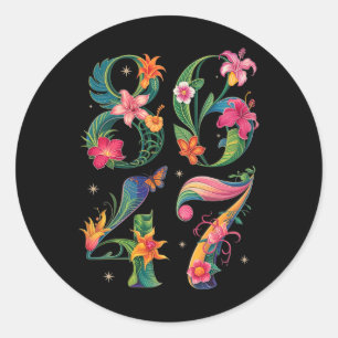 8647 Subtle Anti Trump 86 47 Floral Boho Style 5  Classic Round Sticker