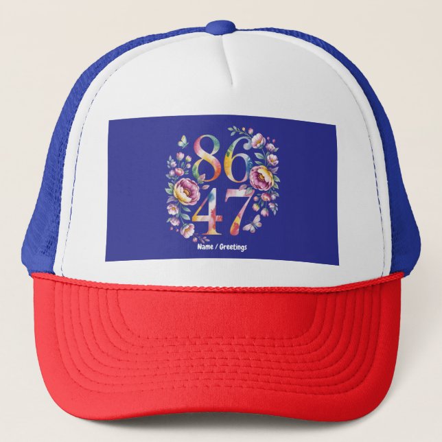 8647 Subtle Floral Boho Style A Peaceful Protest Trucker Hat (Front)