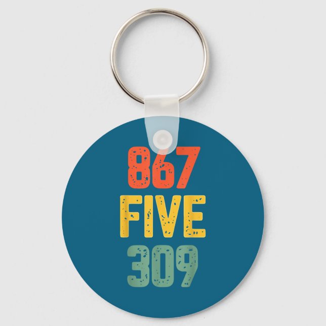 867 Five 309 Retro Music Number Funny 80s Throwbac Key Ring (Front)