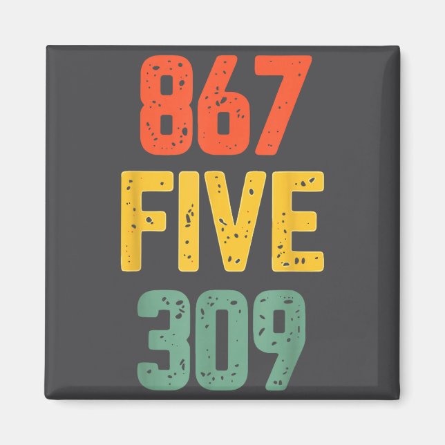 867 Five 309 Retro Music Number Funny 80s Throwbac Magnet (Front)