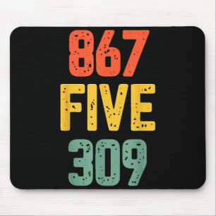 867 Five 309 Retro Music Number Funny 80s Throwbac Mouse Pad
