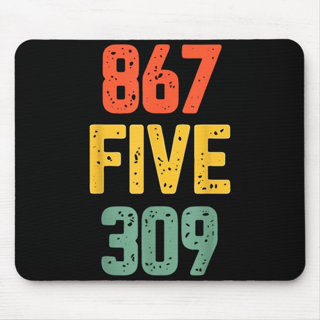 867 Five 309 Retro Music Number Funny 80s Throwbac Mouse Pad (Front)
