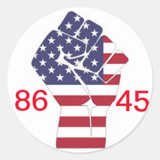 86 45 and #resist classic round sticker