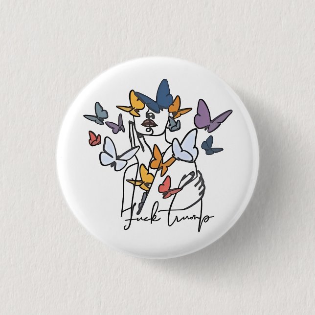 86 47 Anti Trump Floral T-Shirt, Impeach President 3 Cm Round Badge (Front)