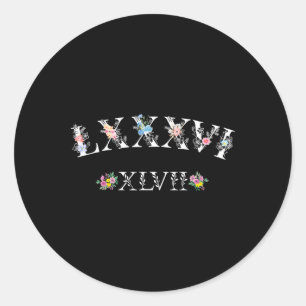 86 47 Roman Numerals Floral 8647 Subtle Anti Trump Classic Round Sticker