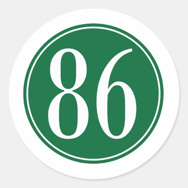 #86 Green Circle Classic Round Sticker (Front)