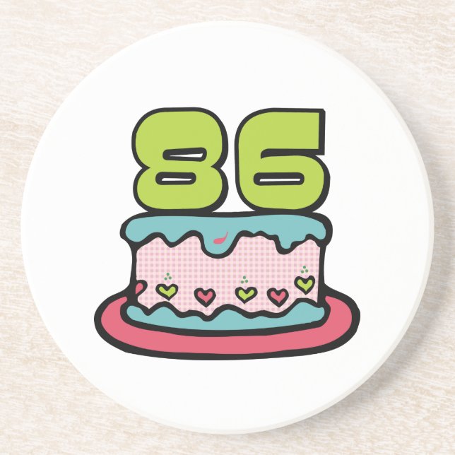 86 Year Old Birthday Cake Coaster (Front)