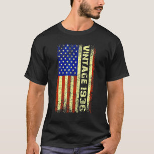86 Year Old Vintage 1936 American Flag 86th Birth T-Shirt