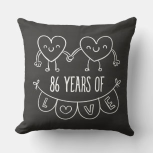 86th Anniversary Gift Chalk Hearts Cushion