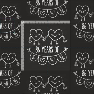 86th Anniversary Gift Chalk Hearts Fabric
