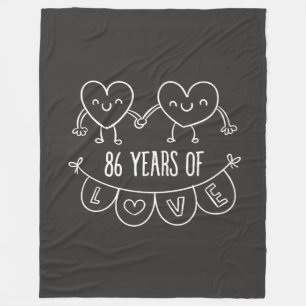 86th Anniversary Gift Chalk Hearts Fleece Blanket