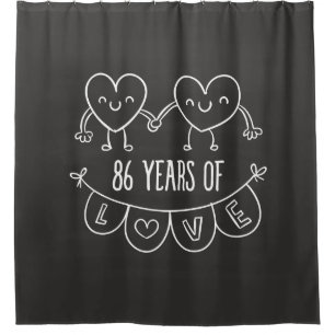 86th Anniversary Gift Chalk Hearts Shower Curtain