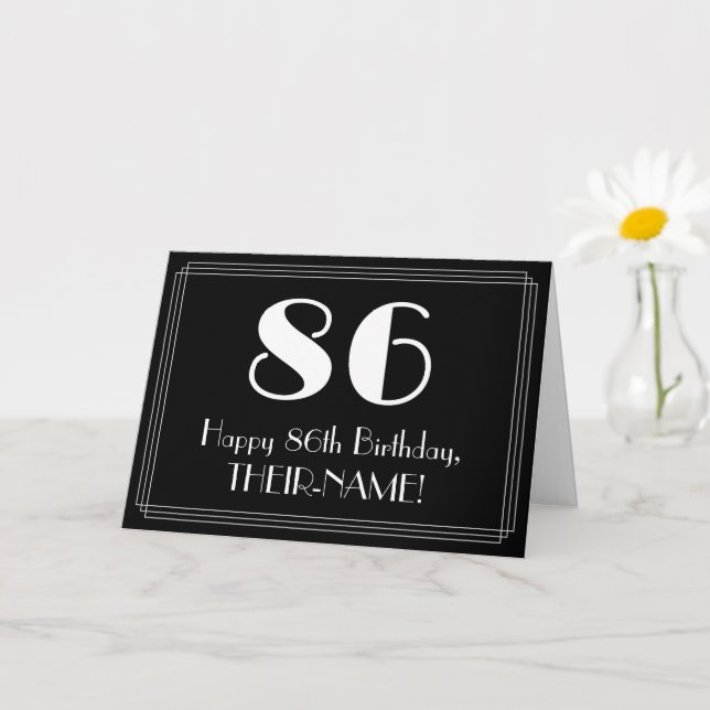 86th Birthday ~ Art Deco Inspired Look "86", Name Card (Small Plant)