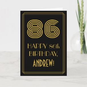 86th Birthday: Art Deco Inspired Look "86" & Name Card